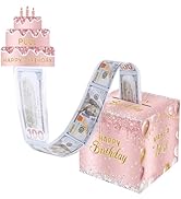 peony man Birthday Money Pull Box for Cash Gift Rose Gold Surprise Money Pull Out Box DIY Set wit...
