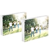Hongtuocb 4x6 Acrylic Photo Frame 2 Pack, 20mm Thick Blocks Desktop Double Sided Magnetic Picture...
