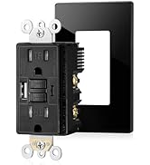 SURAIELEC 15 Amp GFCI Outlet with USB Ports, Self-Test GFCI Combination with USB-C & USB-A, Tampe...