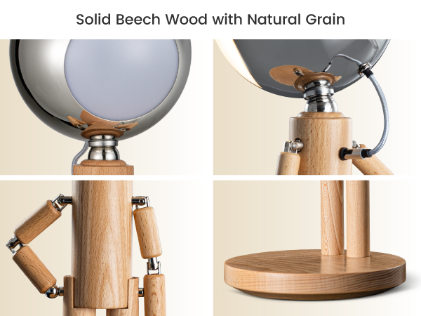 wooden table lamp, desk deco, Solid Beech Wood table lamp