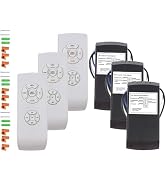 LPHUMEX 3 Packs Ceiling Fan Remote Control Kits, 3-in-1 Fan Light Timer & Speed Remote, Universal...