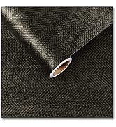 CRE8TIVE Black Gold Grasscloth Peel and Stick Wallpaper Metallic Herringbone Grasscloth Wallpaper...