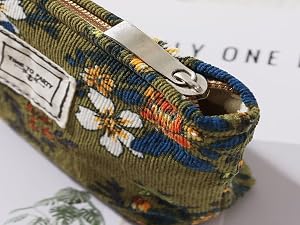 green floral makeup bags