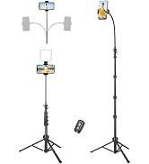 VICTIV 85" Tall Cell Phone Tripod Stand with Gooseneck and Remote, Portable Travel Tripod Stand, ...