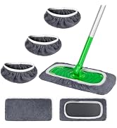 ZHAYAO 3 Pack Reusable Microfiber Mop Pads Compatible with Swiffer Sweeper Mop, Wet and Dry Flat ...