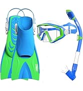 Aegend Snorkeling Gear for Kids Youth - Anti-Fog Diving Mask, Adjustable Fins & Dry Snorkel, Full...
