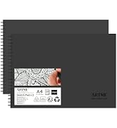 Artme A4 Sketchbook 2pcs Sketch Pad 30 Sheets 160gsm, Spiral Bound | Cold Pressed Thick Acid Free...