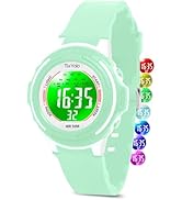 TixYolo Digital Kids Watch with 7 Color Lights 50M Waterproof,Alarm,Stopwatch,Soft Strap,Children...