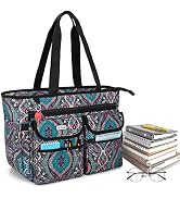LoDrid Teacher Tote Bag with Bottom Pad, with Separated Storage Laptop Layer (up to 15.6 Inch), T...