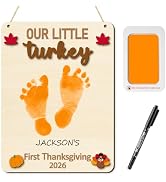 R HORSE 3D Baby's First Thanksgiving DIY Footprint or Handprint Art Sign | Our Little Turkey Wood...