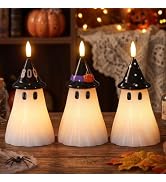 Lasumora Halloween Decor Ghost Candles, Flameless Candle Battery Operated | Flickering Wick, Real...