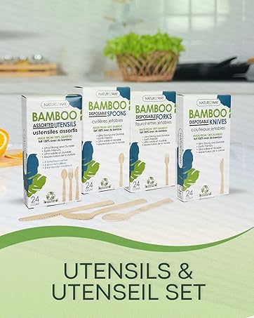 Bamboo disposable utensils spoons forks knives