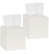 Avolander Tissue Box Cover 2-Pack, Square Tissue Holder with Bottom Belt, Modern Tissue Case Faci...
