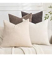 Cozoomy Set of 4 Soft Textured Throw Pillow Covers 18x18 Inch Cozy Decorative Farmhouse Cushion C...