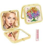 PDOZV Pocket Mirror, 1X/2X Magnification Compact Travel Makeup Mirror with for Purse, 2-Sided, Po...
