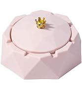 1Pc Pink Ashtray For Weed,Cigarettes Ashtray,Crown Stainless Steel Ashtrays with Lids,Windproof,A...