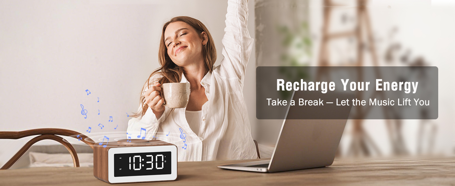 alarm clock with wireless charging station with clock