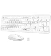 Wireless Keyboard and Mouse Combo, Full-Size Silent Ergonomic Keyboard and Optical Mouse, Long Ba...