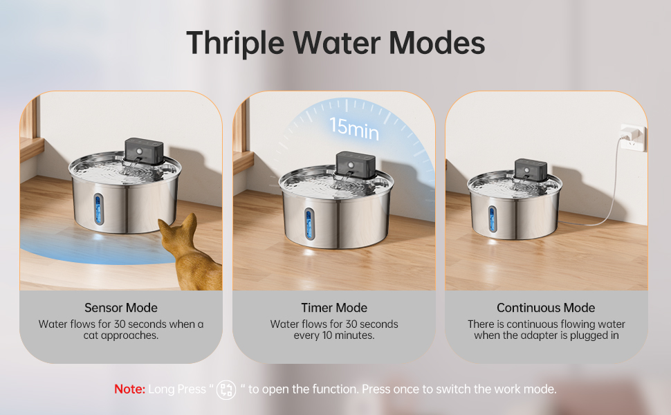 cat water fountain wireless battery operated stainless steel 4000mah cordless dog pet water bowl