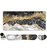 DINKY Keyboard Mouse Pad Set, Large Gaming Mousepad + Memory Foam Ergonomic Keyboard Wrist Rest S...