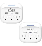 BN-LINK Multi Plug Outlet Extender 2 Pack, 3 Wall Outlets Outlet Splitter with 3 USB Ports(1 USB ...