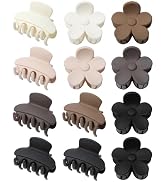 AWAYTR Hair Clips, 12pcs Small Matte Hair Claw Clips for Women - Flower, Rectangle - White/Brown/...