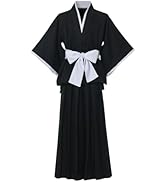 GRACEART Traditional Samurai Hakama Uniform Kurosaki Cosplay Costume Outfit Black Cloak Kimono