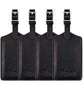 4 Pack Leather Luggage Travel Bag Tags by Travelambo