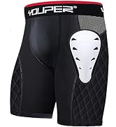 Youper Adult Elite Compression Padded Sliding Shorts w/Protective Athletic Cup for Baseball, Foot...