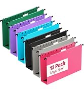 Shutex Extra Capacity Legal Size Plastic Hanging File Folders,12 Pack Reinforced Legal Size Hangi...