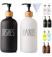 LOOCHICA 2 Pack Glass Soap Dispenser Set, Hand and Dish Glass Soap Dispensers for Kitchen Sink, K...