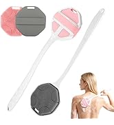 Mabnuby Back Scrubber for Shower, 2-Pack Long-Handled Silicone Shower Brush, Body Brush with Stif...