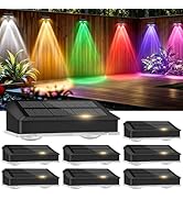 echosari 8 Pack Solar Fence Lights Outdoor Waterproof Color Changing 100 Lumen Ultra Bright Auto ...