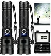 THY TRY Rechargeable Flashlights 99,000 High Lumens - 2 Pack, Super Bright Flash Light with 5 Lig...