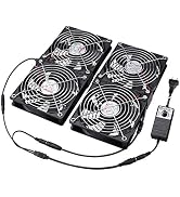 Wathai 4 x 120mm Mining Rig Server Rack Fan with 100V - 240V AC Power Variable Speed Control, Big...