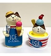 Eysinyge Cat Ice Cream Figurines, Miniature Kitty Resin Statues, Summer Desk Decor, for Cat Lover...