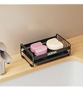 Soap Dish for Shower, Carbon Steel Bar Soap Holder with Drainage and Water Tray, Soap Saver for B...