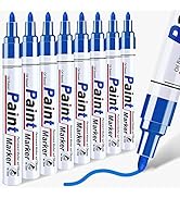 Blue Paint Pen Permanent Paint Markers - 8 Oil Based Paint Pens, Medium Tip, Quick Drying and Wat...
