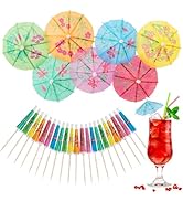 Cocktail Umbrellas - 50PACK Drink Umbrellas for Drinks, Paper Mini Umbrella for Drinks Hawaiian C...