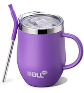 Mollcity Kids Tumbler with Handle 12 oz Stainless Steel Double Wall Vacuum Insulated Cup with Lid...