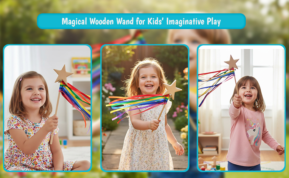 Magical wooden wand for kids imaginative play