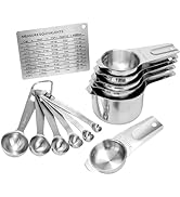 KUBEMUEG Measuring Cups and Spoons Set Heavy Duty 304 Metal Stainless Steel Measuring Cup Spoon K...