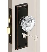 MaxxGeek Antique Mortise Keyed Lock Set with Fluted Glass Knobs and Skeleton Keys, Fits 1-3/8"-1-...