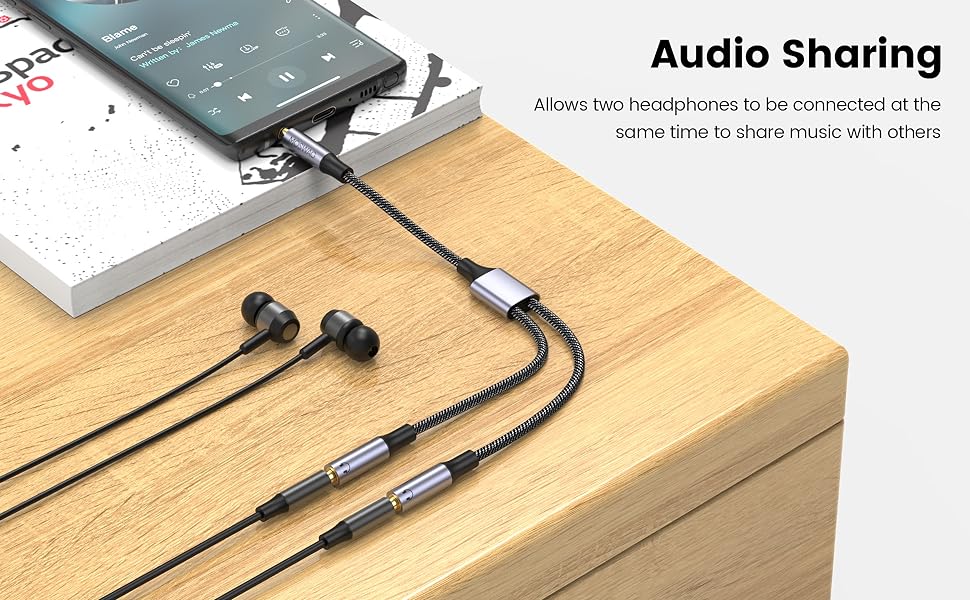USB C to 3.5mm Aux Audio Headphone Splitter