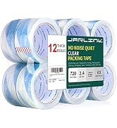 JARLINK No Noise Clear Quiet Packing Tape (12 Rolls), Heavy Duty Packaging Tape for Shipping Pack...