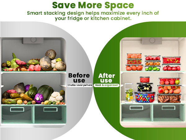 Food Storage Containers with Lids easy to store