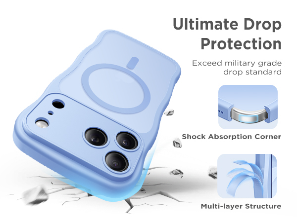 For iPhone 18 Pro Case Compatible with MagSafe Wavy Shockproof Slim Cute Wave Drop Protection