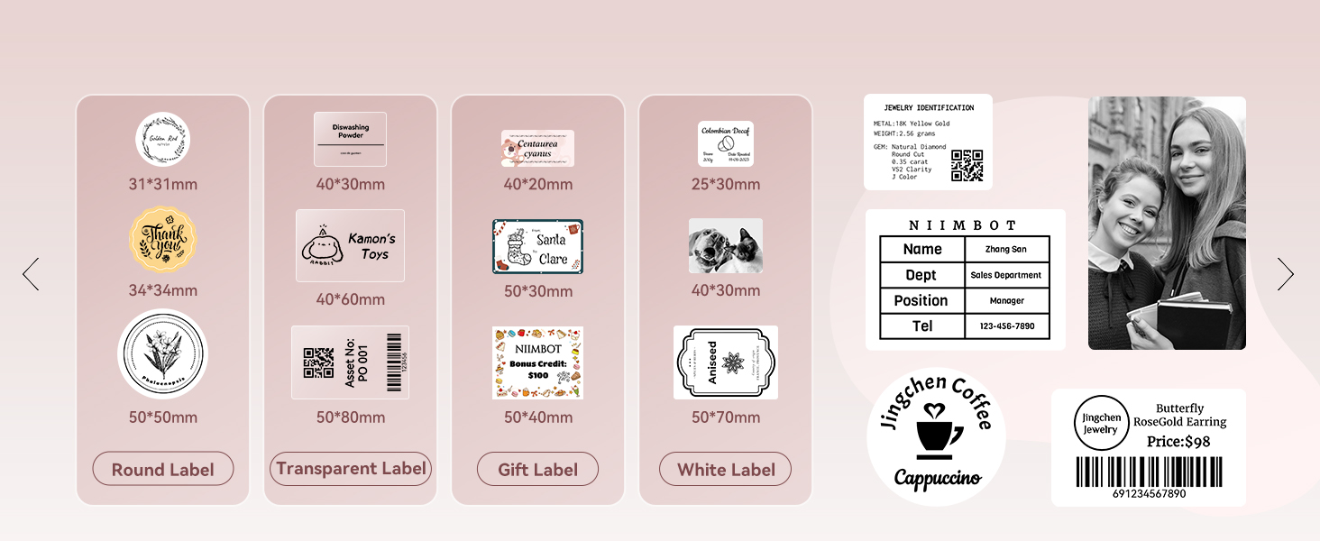 NIIMBOT b21 label maker with various label style to choose
