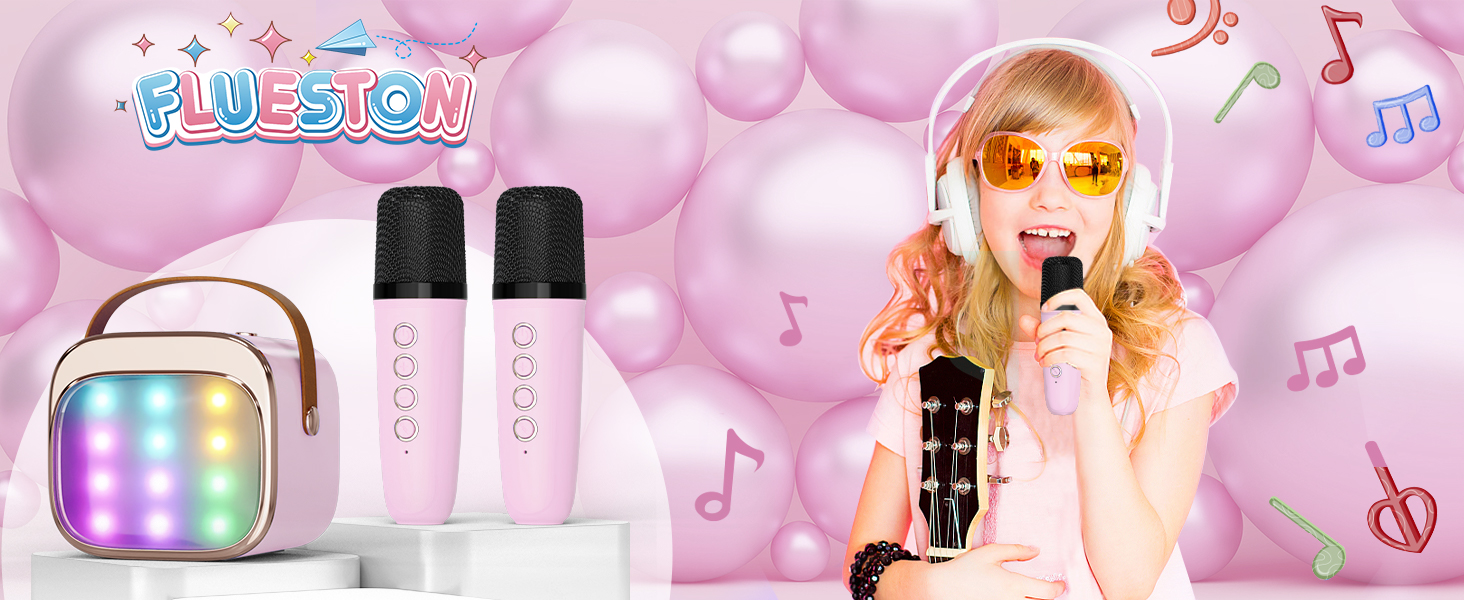 kids karaoke machine with 2 wireless microphones