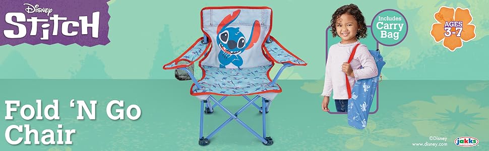 Lilo & Stitch Children's Chair Foldable Camp Chairs for Kids Travel Chair for Park, Sports or Patio